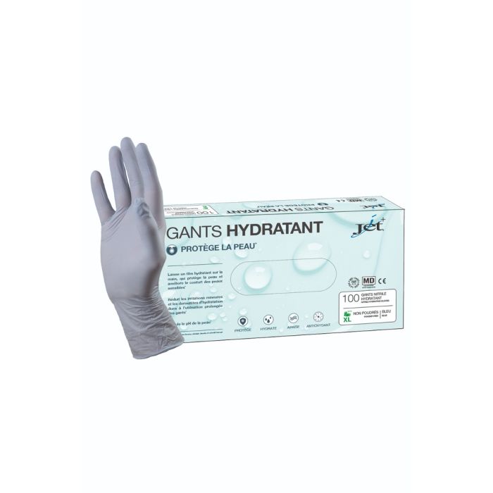 Gants Hydratants Nitrile Non Poudrés JET - Tailles 10 / XL Boite
