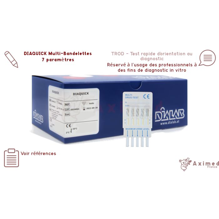 Bandelette test toxicologique urinaire - 1 paramètre au choix - Boîte de 50  - Tests toxicologiques